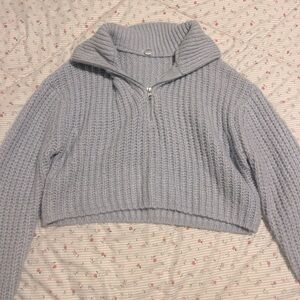 cozy light blue cropped quarter zip 🩵